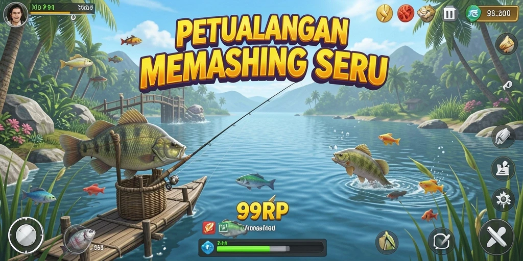Gameplay seru dalam 99RP saat menangkap ikan.