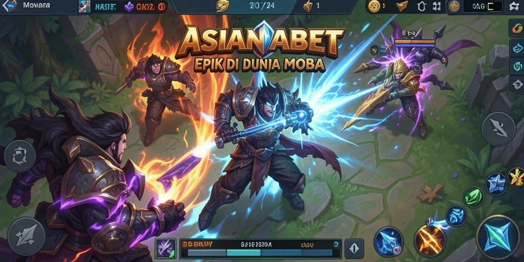 Screenshot ASIANABET menunjukkan aksi pertempuran seru MOBA.