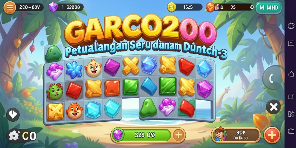 Tampilan menarik dari gameplay GARCO200 dengan elemen Match-3 yang seru.