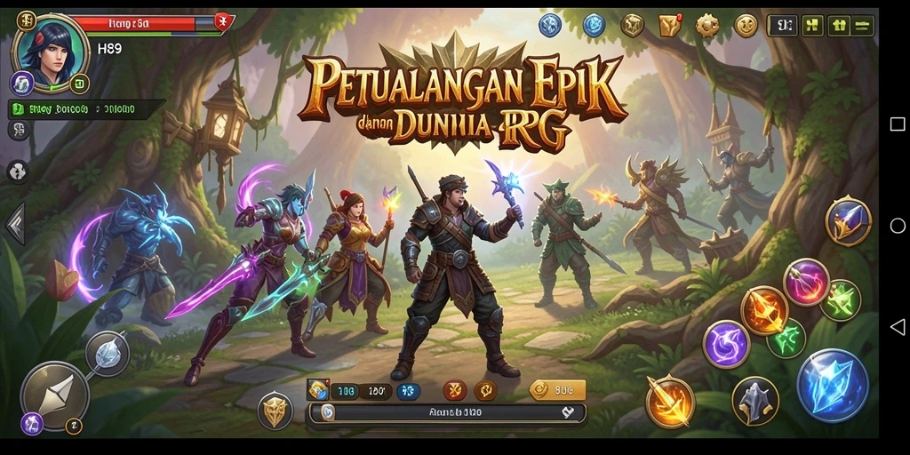 Screenshot H89 menampilkan aksi seru dan pertarungan dalam dunia RPG.
