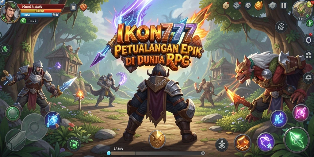 Tangkapan layar gameplay IKON777 menampilkan pertempuran seru dan eksplorasi dunia RPG.