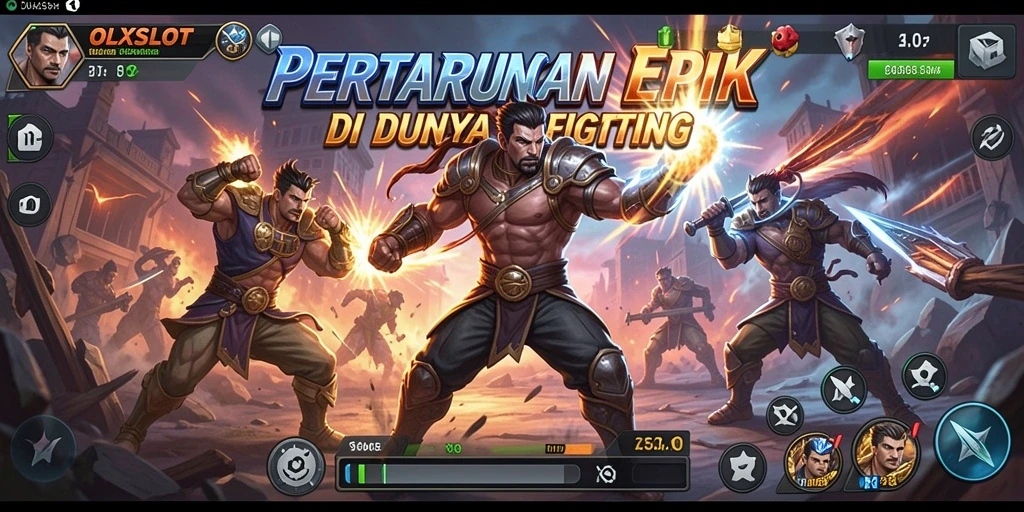 Tampilan gameplay <strong>OLXSLOT</strong> yang menegangkan dalam pertarungan epik.