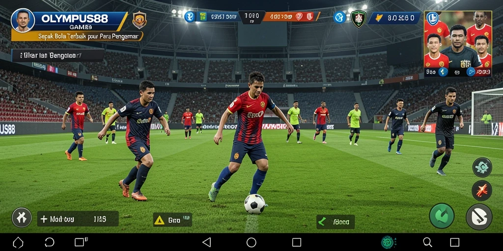 Tangkapan layar gameplay OLYMPUS88 dengan aksi sepak bola yang mendebarkan.