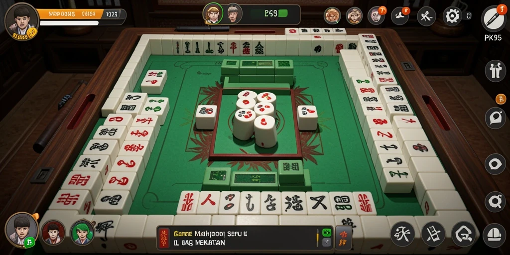 Tampilan gameplay Mahjong yang seru dan mendebarkan di PK95.
