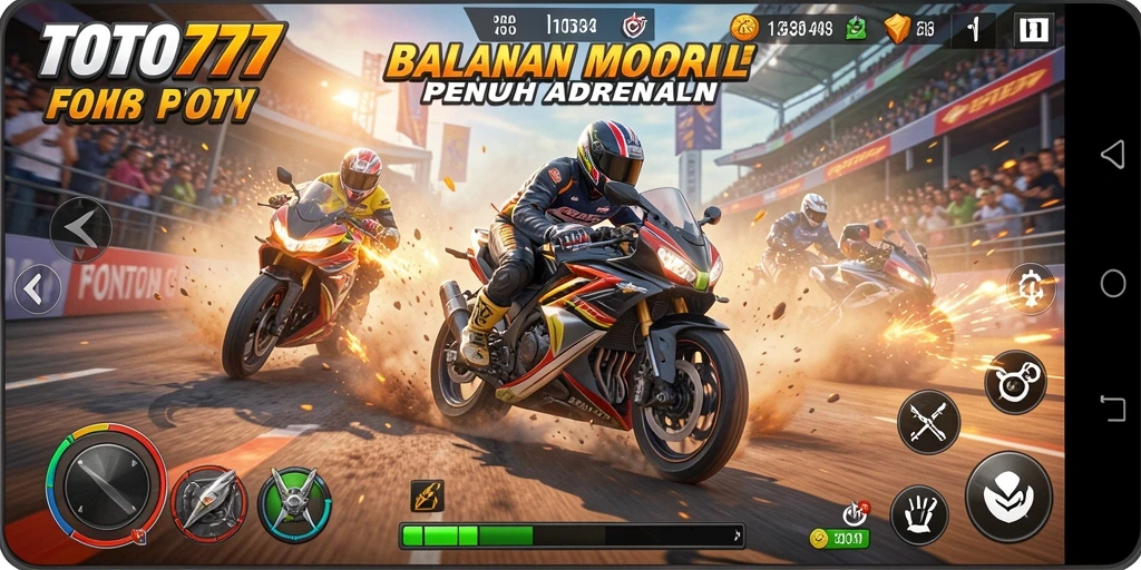 Gameplay TOTO777 menampilkan aksi balapan motor yang mendebarkan.